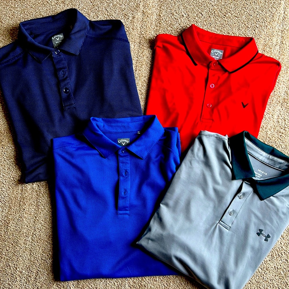 Men’s golf shirts.